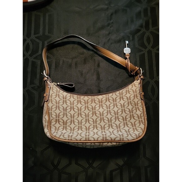FOSSIL Monogram Boat Purse Shoulder Hand Bag Brown Women's Small Leather - Picture 2 of 15